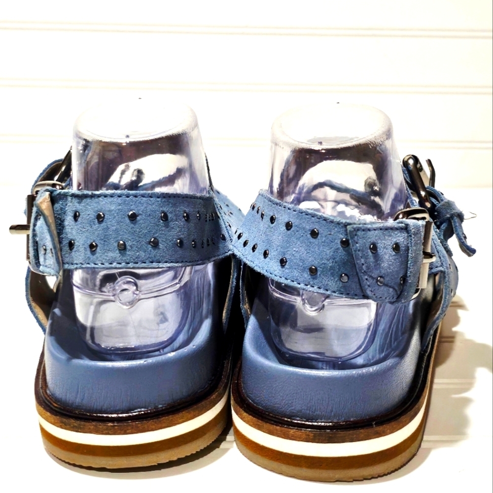 Anthropologie Pilcro Studded Suede Slingback Sandals Powder Blue - Picture 6 of 11
